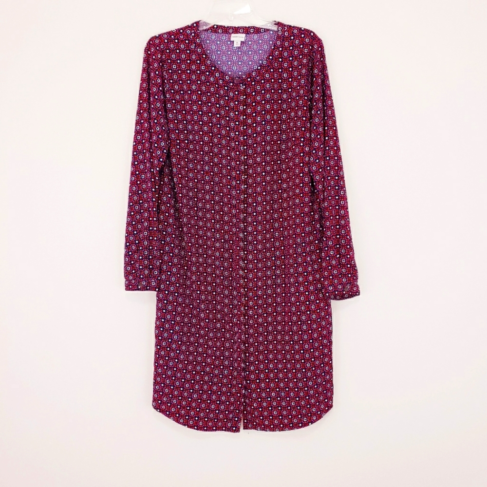 Merona Geometric Print Boho Groovy Dress Purple Maroon Shift Dress Size XL 12